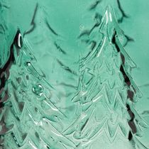 Artikel Windlicht Glas Türkisgrün Relief Tannen 16cm
