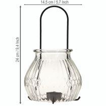 Artikel Windlicht Glas Metall Schwarz Ø14,5cm - Stilvolle Teelichthalter