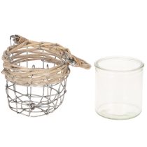 Artikel Windlicht Teelichthalter Glas Metall Weide 10,5cm 3er Set
