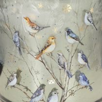 Artikel Windlicht Glas 8cm mit Vogel- und Schneeflocken-Motiv, goldfarbene Innenseite, 2-teiliges Set, für Innenbereich