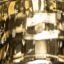 Artikel Windlicht Glas 8cm mit Vogel- und Schneeflocken-Motiv, goldfarbene Innenseite, 2-teiliges Set, für Innenbereich