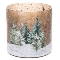 Artikel Windlicht Glas 20cm Winterwald-Motiv Innenbereich