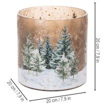 Artikel Windlicht Glas 20cm Winterwald-Motiv Innenbereich