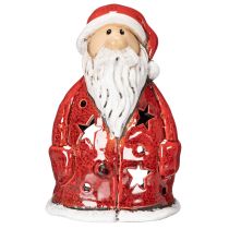Artikel Nikolaus Teelichthalter Keramik 15cm rot mit Sternen für Tischdekoration