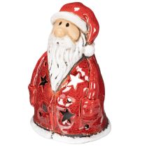 Artikel Nikolaus Teelichthalter Keramik 15cm rot mit Sternen für Tischdekoration