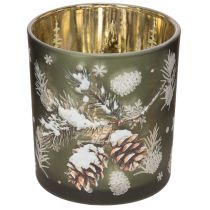 Artikel Glas-Windlicht mit Tannenzweig-Motiv 8cm Gold-Innenseite 2er-Set