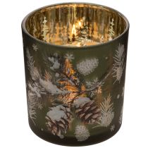 Artikel Glas-Windlicht mit Tannenzweig-Motiv 8cm Gold-Innenseite 2er-Set