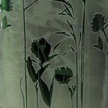 Artikel Windlicht Glas Weiß Grün Wiesen-Motiv 18cm Dekoration Kerzenglas
