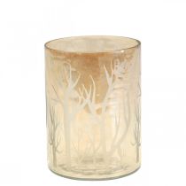 Artikel Windlicht Glas Deko Bäume Braun Teelichtglas Ø9,5cm H13,5cm