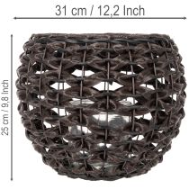 Artikel Windlicht geflochten Schwarz, Braun Sommerdeko Ø31cm H25cm