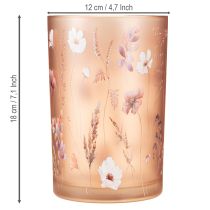 Artikel Teelichthalter Glas 18cm Rosa mit Blumenmotiv – Stimmungsvoll und Eleganz für jede Deko
