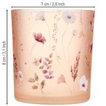 Artikel Romantisches Windlicht 8cm aus Glas mit floralem Design für stimmungsvolle Dekoration