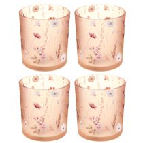 Artikel Romantisches Windlicht 8cm aus Glas mit floralem Design für stimmungsvolle Dekoration
