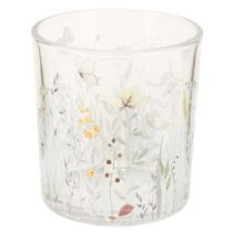 Artikel Glas-Windlicht mit Schmetterlings- und Blumenmotiv für stilvolle Dekoration 12,5cm 4er-Set