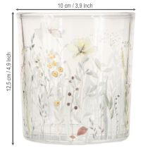 Artikel Glas-Windlicht mit Schmetterlings- und Blumenmotiv für stilvolle Dekoration 12,5cm 4er-Set