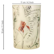 Artikel Glas Teelichthalter mit floralem Blütendekor, handgefertigt, 18 cm