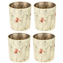 Artikel Deko Windlicht Glas Set mit floralem Muster 8 cm 4 Stück