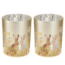 Artikel Deko Windlicht Glas mit Osterhasenmotiv 12,5cm 2er-Set für frühlingshafte Akzente