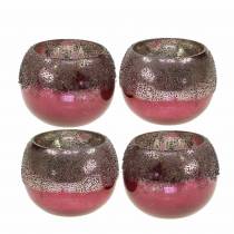 Artikel Windlicht Glas Rosa Ø8,5cm H6,5cm 4 St