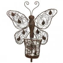 Windlicht Metall Wanddeko Schmetterling Rost Deko 36,5cm