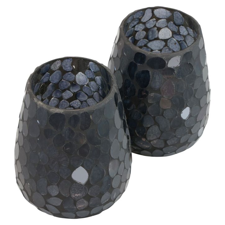 Windlicht Weihnachten Kerzenhalter Schwarz Ø11cm 2St