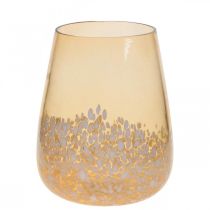 Windlicht Glas Teelichthalter Glas Deko Braun Weiß Ø10cm