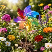 Artikel Farbenfrohes Gartenwindrad 75 cm – Bunte Dekoration für Balkon und Terrasse