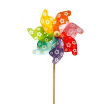 Gartenstecker Windmühle Windrad Gartendeko Bunt Ø31cm H75cm