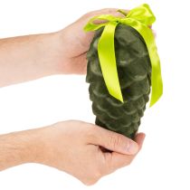 Artikel Dekozapfen Kunststoff 18 cm Grün Beflockt 3er Set mit Band