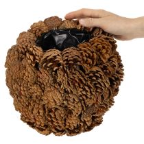 Artikel Deko-Übertopf rund aus Tannenzapfen Naturbraun 27x22cm für Gestecke und Dekorationen