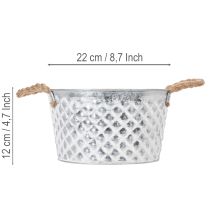 Artikel Zinkschale Dekoschale Metall mit Seilgriff Ø22cm H12cm