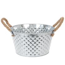 Artikel Zinkschale rund mit Seilgriffen Ø25cm H14cm