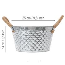 Artikel Zinkschale rund mit Seilgriffen Ø25cm H14cm