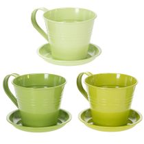 Artikel Pflanztopf Tasse aus Metall 11 cm im 6er-Set für kreative Dekoideen