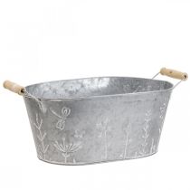 Zinkwanne zum Bepflanzen Pflanztopf mit Griffen 32×17×15cm