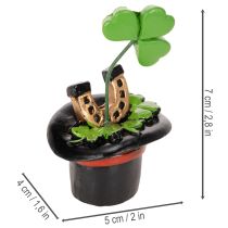 Artikel Glücksfiguren-Set Kleeblatt und Käfer im Zylinder, 7 cm, 3 Stück, Kunststoff, Schwarz/Grün/Rot