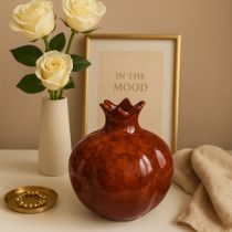Artikel Keramik Granatapfel Vase Rot Braun Ø10,5cm H12cm für Herbstdeko und Weihnachten