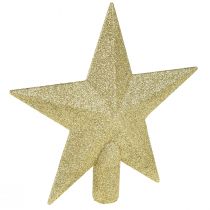 Artikel Glitzernde goldene Baumspitze 19cm Ø – bruchfest und funkelnd, Ideal für festliche Weihnachtsbäume