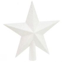 Artikel Funkelnde weiße Baumspitze 19cm – bruchfest und glitzernd, Perfekt für elegante Weihnachtsdekoration