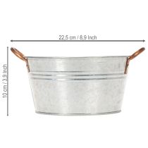 Artikel Blumenschale rund mit Griffen Metall Schale Ø17,5cm H9cm