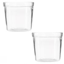 Artikel 2er Set Glas Blumentopf Transparent Ø11cm - Vielseitige Übertöpfe für Dekoration & Pflanzenpräsentation
