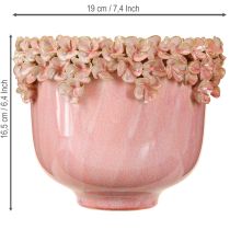 Artikel Blumentopf Keramik Blütenrand zart rosa 19cm H16,5cm dekorativ