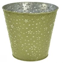 Artikel Blumentopf Metall Übertopf Sterne Grün Silber Ø16cm