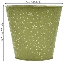 Artikel Blumentopf Metall Übertopf Sterne Grün Silber Ø16cm