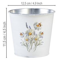 Artikel Blumentopf Metall Übertopf Weiß Blumen 12,5cm H11,5cm