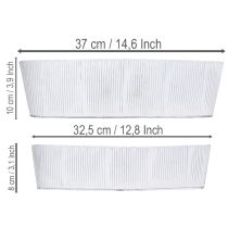 Artikel Elegante ovale Metallschalen Weiß Silber Set 32,5cm/37cm Deko