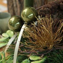 Artikel Glänzende Glas-Christbaumkugeln 5cm Set in Oliv und Silbergrau, 24 Stück