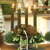 Artikel Glänzende Glas-Christbaumkugeln 5cm Set in Oliv und Silbergrau, 24 Stück