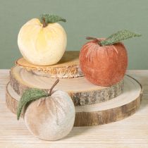 Artikel Deko Apfel Samt Braun Gelb 9er Set für Herbstdeko Ø7,5cm H9cm