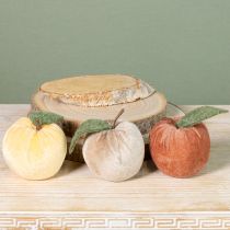 Artikel Deko Apfel Samt Braun Gelb 9er Set für Herbstdeko Ø7,5cm H9cm